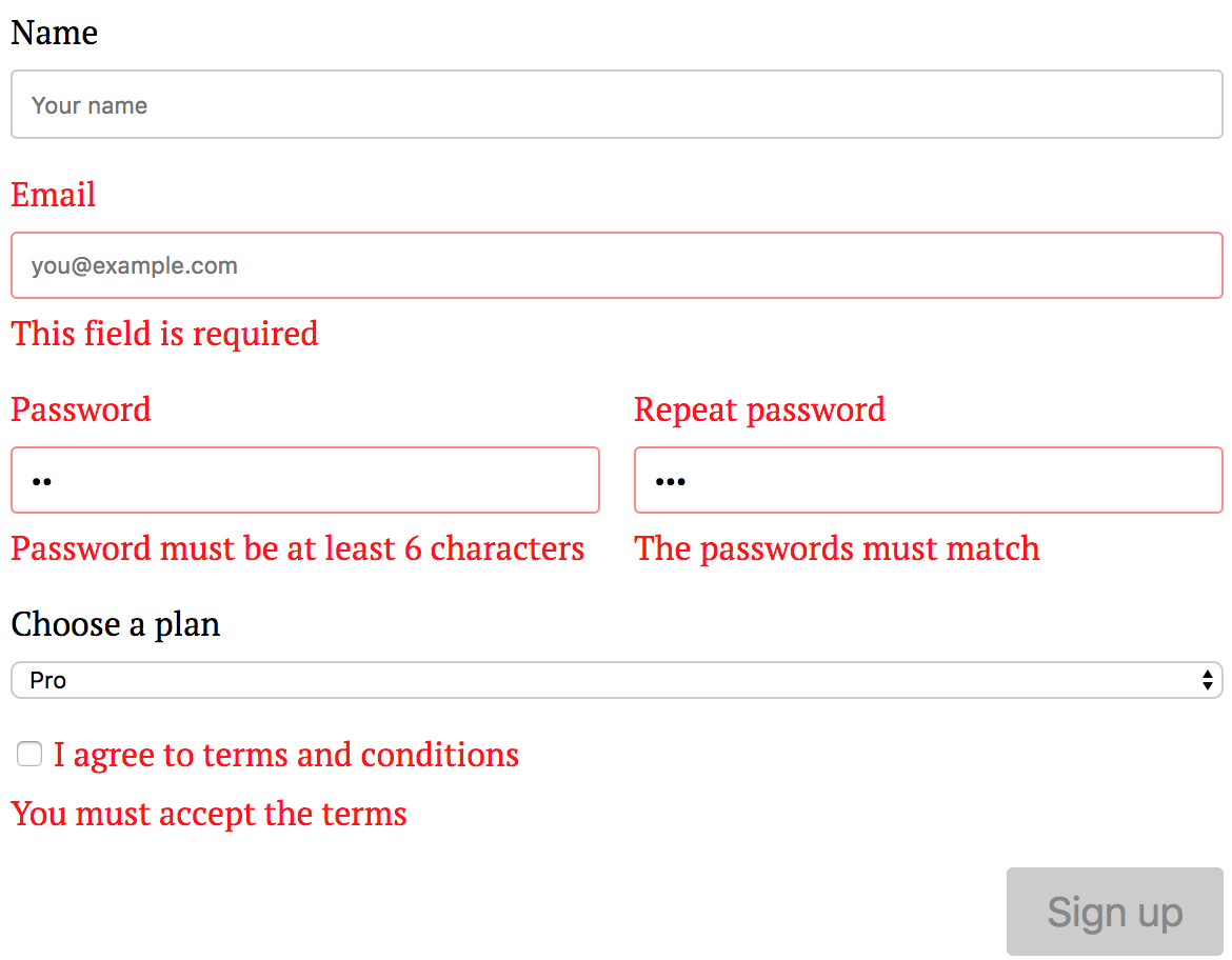 Validation messages