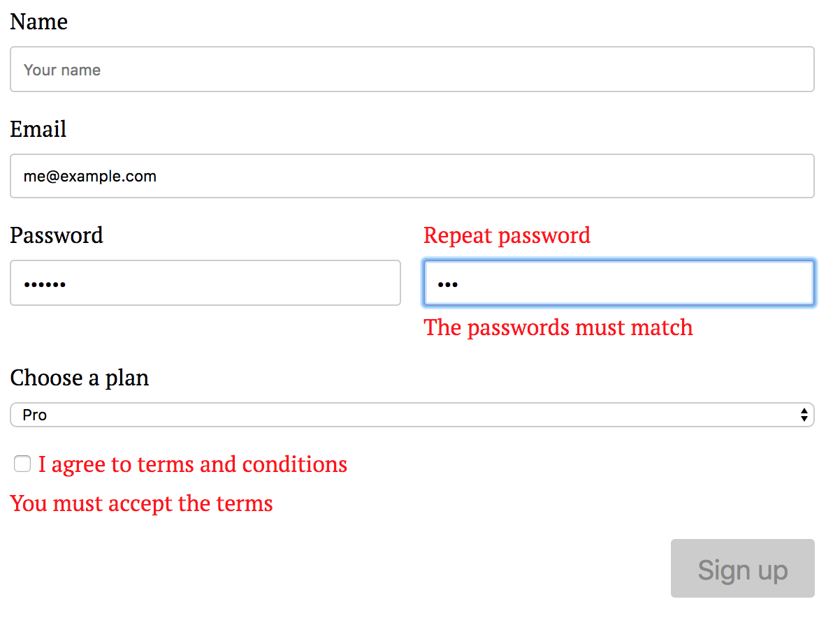 Validation messages