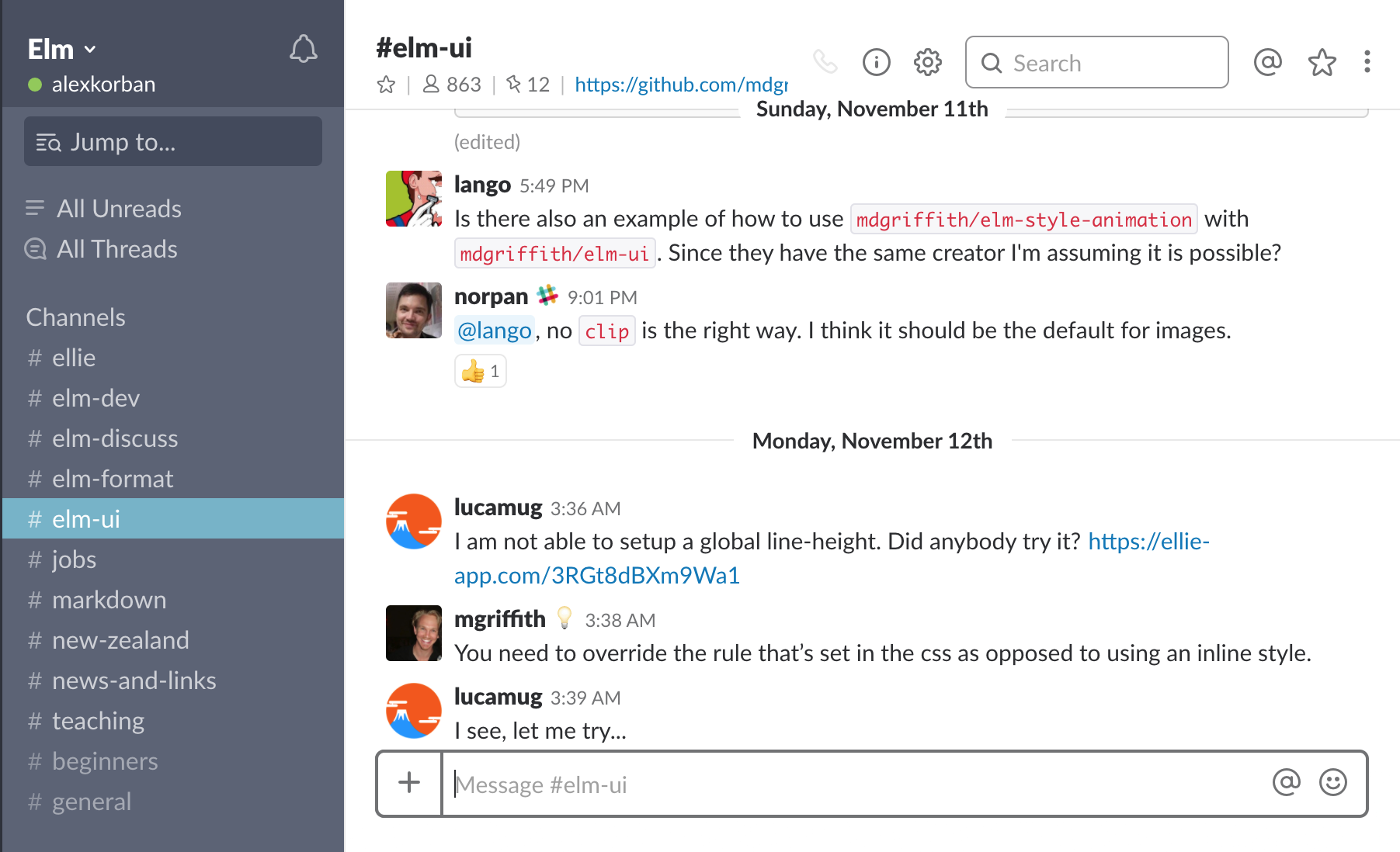 Slack layout
