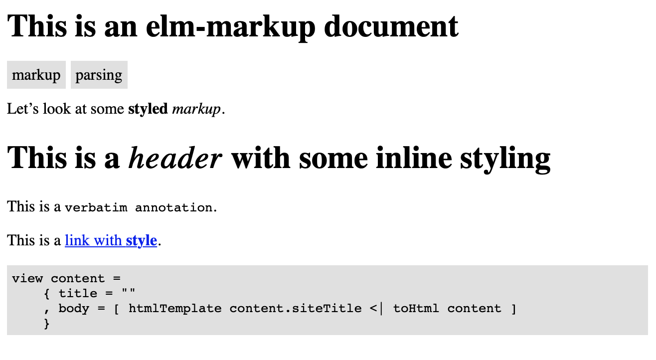 Markup sample