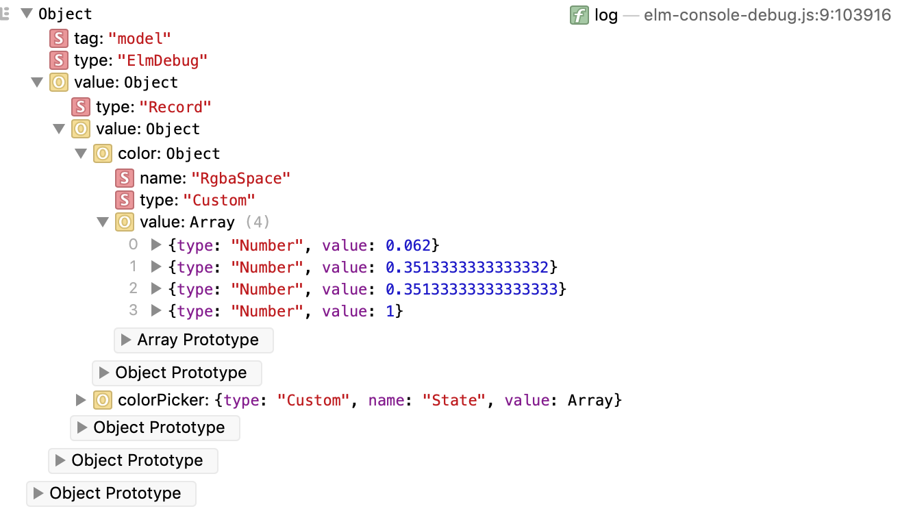 elm-debug-transformer output