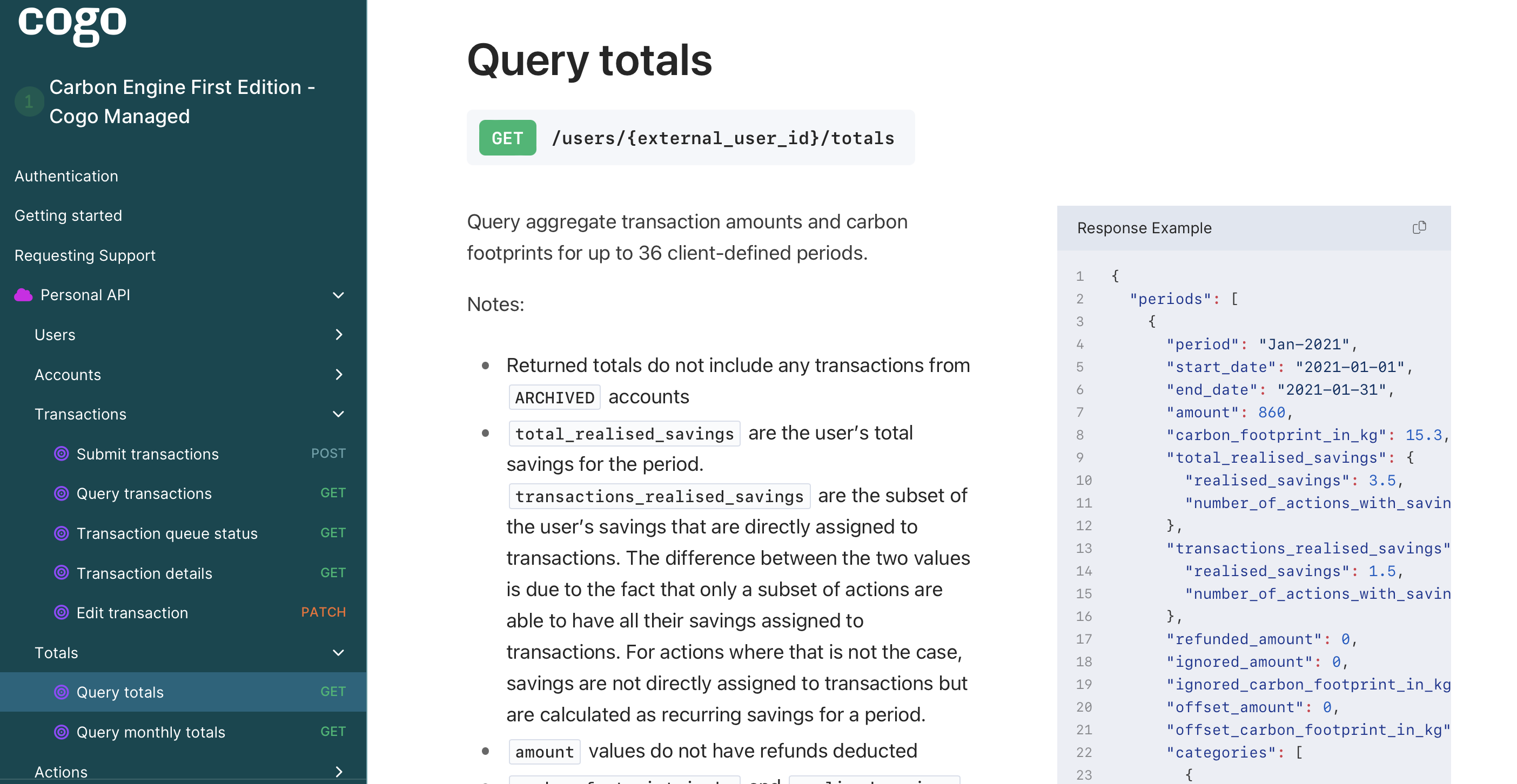 Carbon Footprint API screenshot